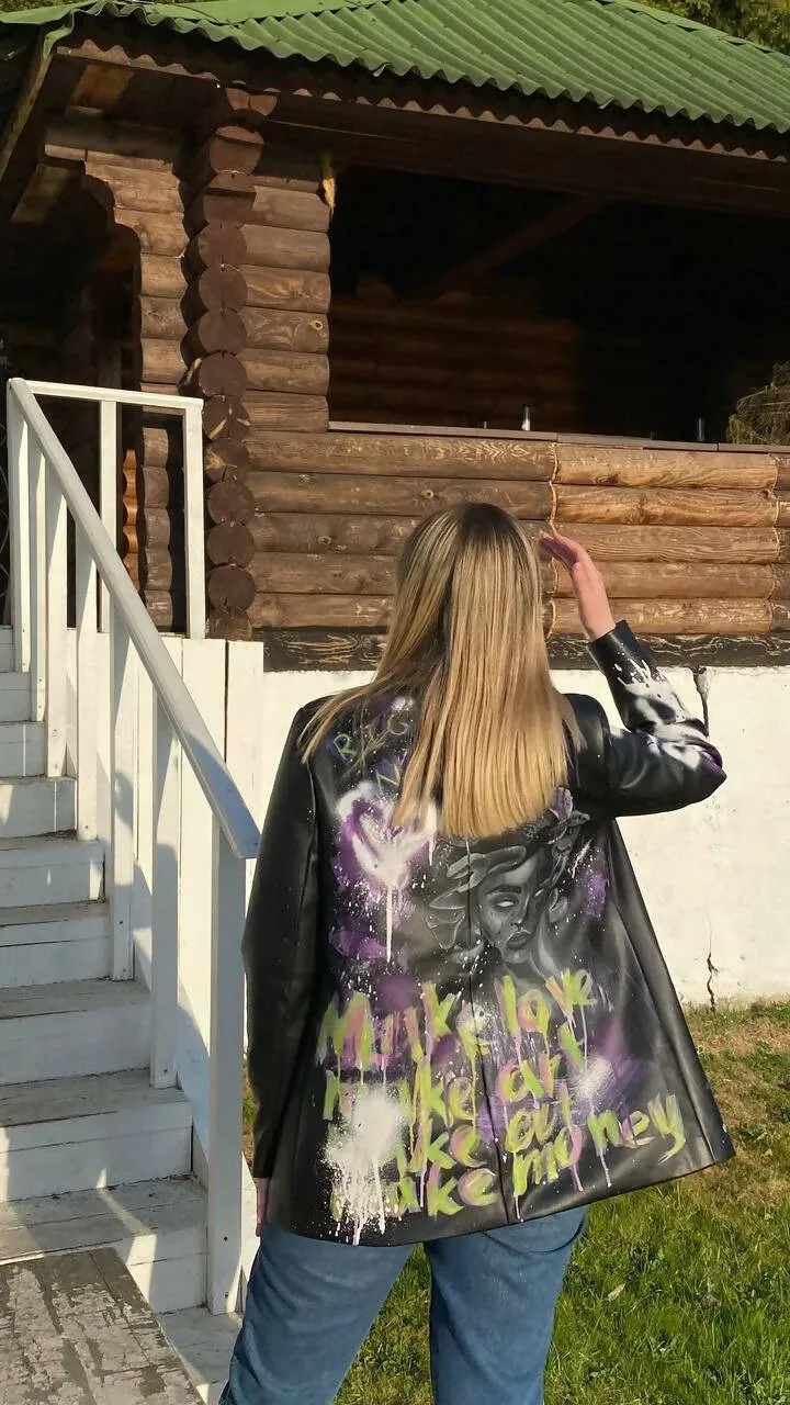 Medusa's Gaze Hand-painted leather jacket sold by Drippy Custom Many product image thumbnail 5