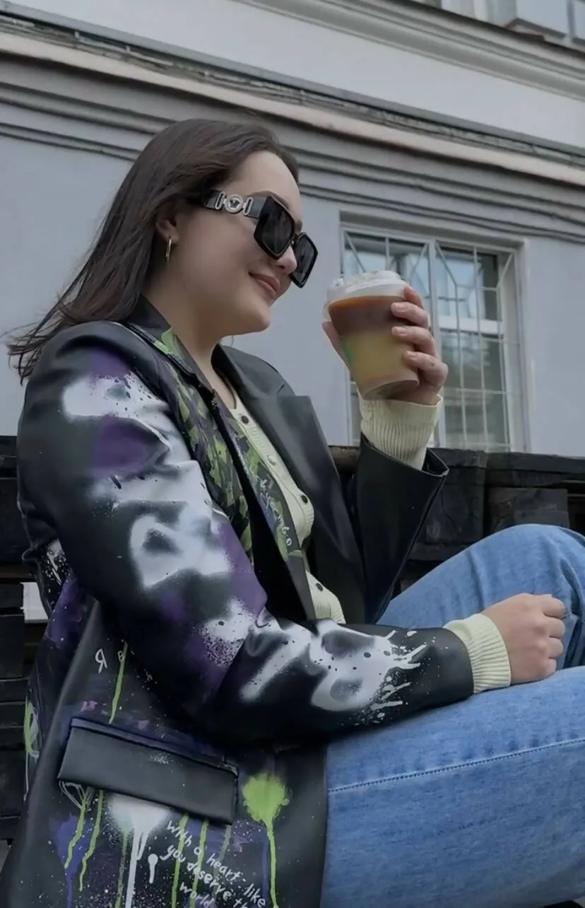 Medusa's Gaze Hand-painted leather jacket sold by Drippy Custom Many product image thumbnail 4