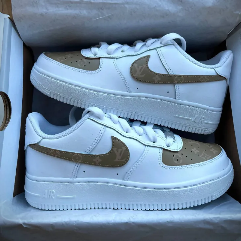 Brown LV Air Force 1 sold by Drippy Custom Many