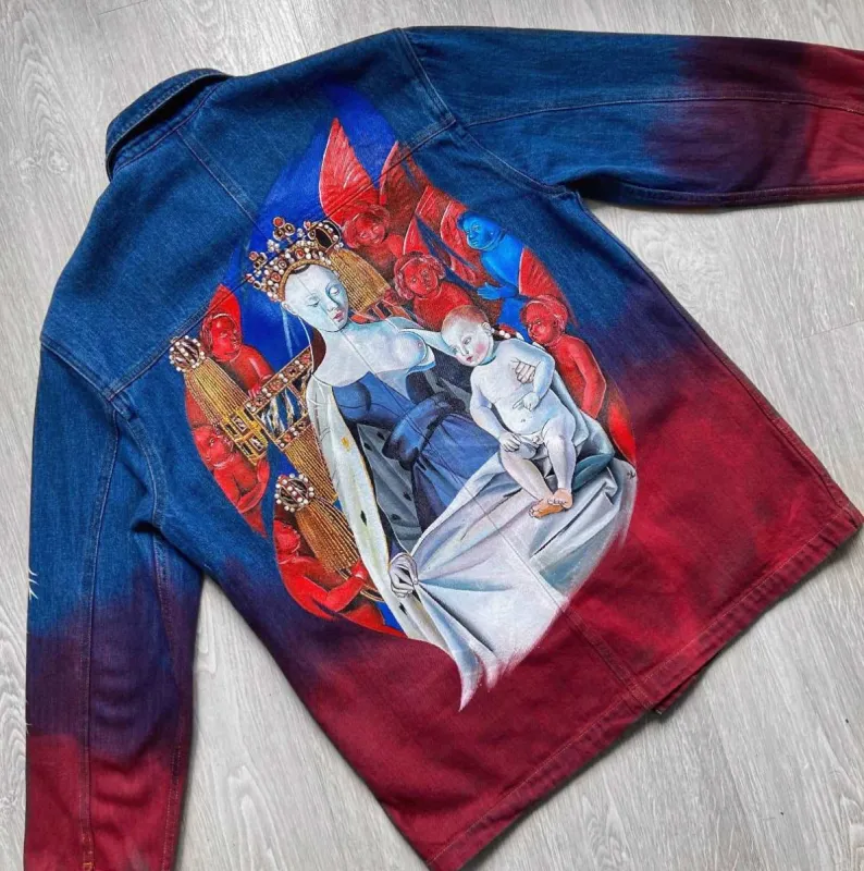 'Renaissance' Hand-Painted Denim Jacket sold by Drippy Custom Many