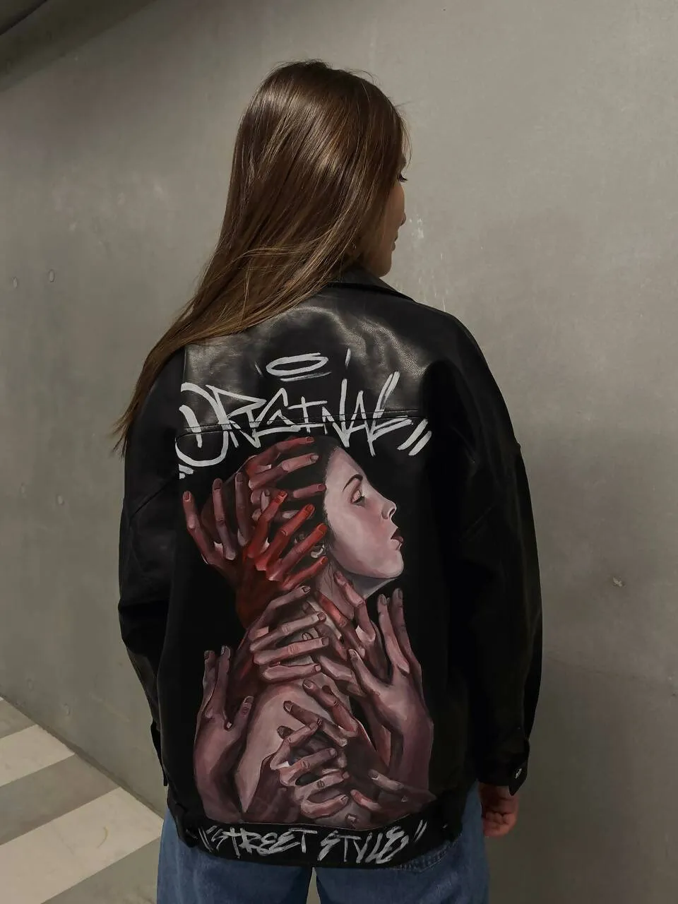 'Original' Hand-Painted Leather Jacket sold by Drippy Custom Many product image thumbnail 2