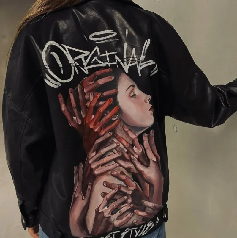 'Original' Hand-Painted Leather Jacket sold by Drippy Custom Many