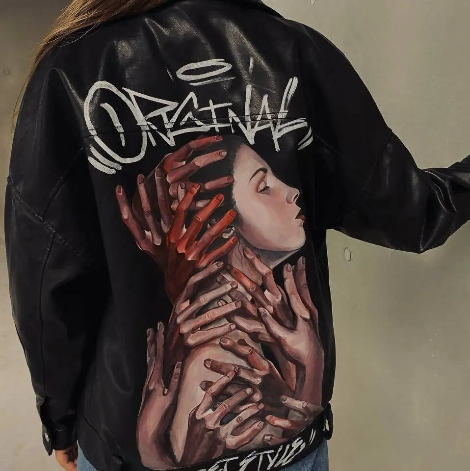 'Original' Hand-Painted Leather Jacket sold by Drippy Custom Many