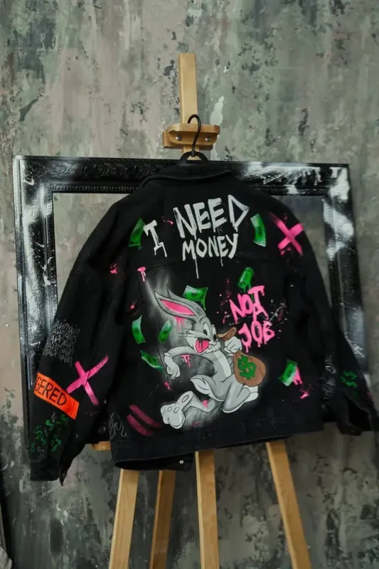 Bugs Bunny Hand-Painted Denim Jacket sold by Drippy Custom Many