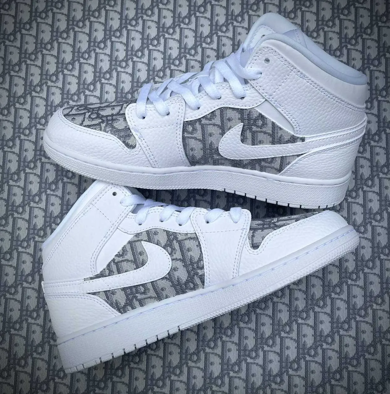 Dior Gray Jordan 1 Mid sold by Drippy Custom Many