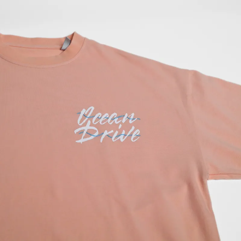 Ocean Drive Peach Tee sold by Drippy Custom Many