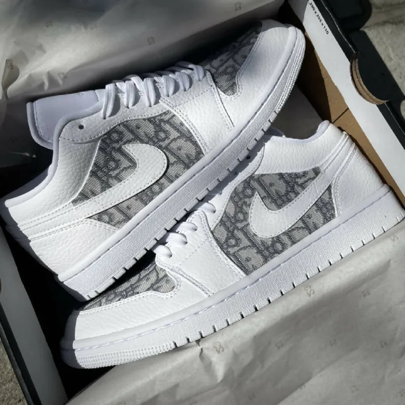 Dior Gray Jordan 1 Low sold by Drippy Custom Many
