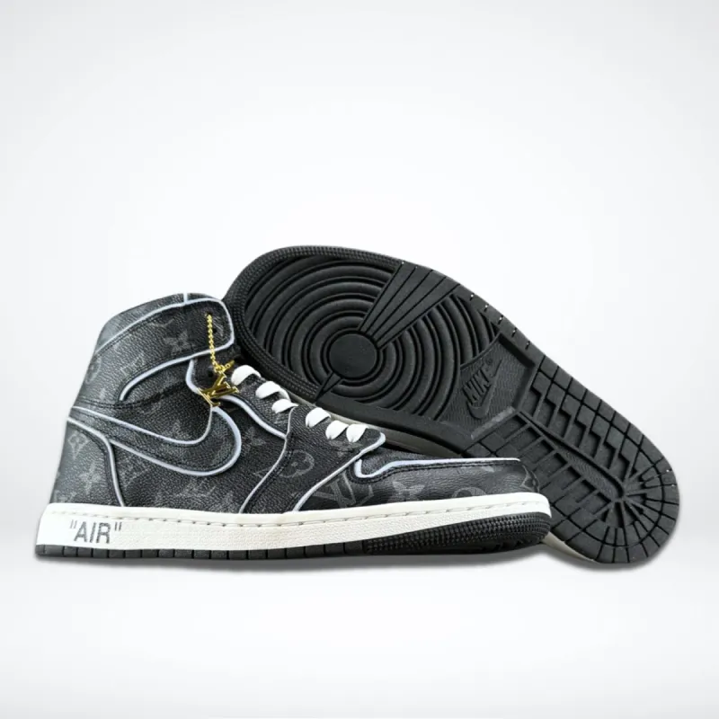 Monogram Noir LV Air Jordan 1 sold by Drippy Custom Many