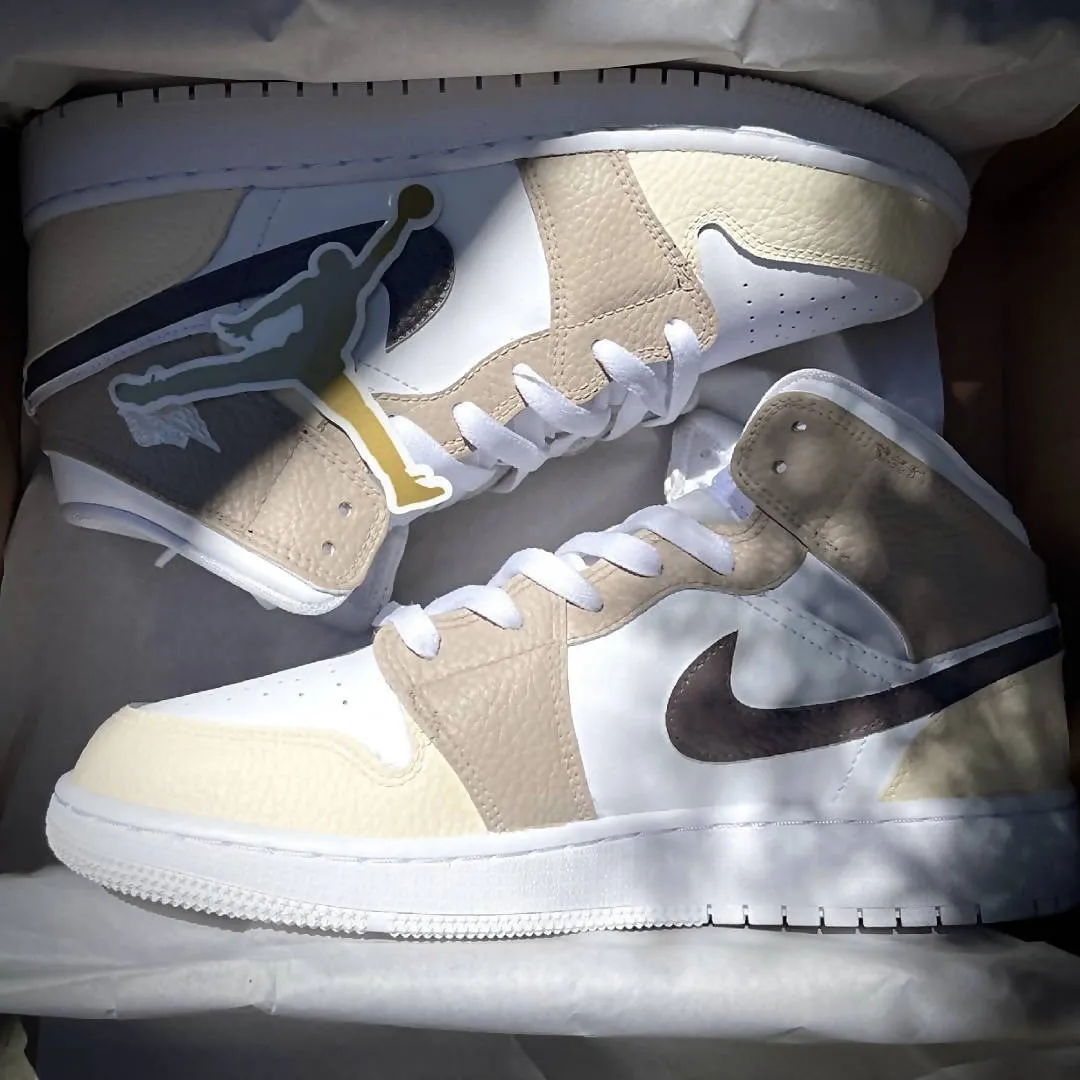 Creamy Air Jordan 1 Mid sold by Drippy Custom Many