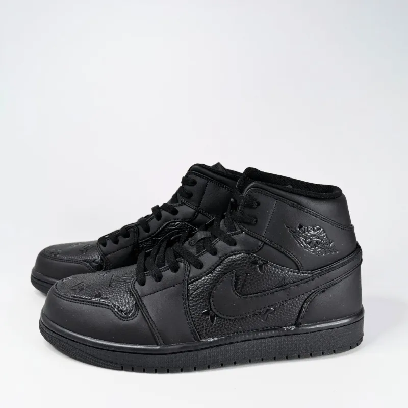 Black LV Jordan 1 Mid sold by Drippy Custom Many