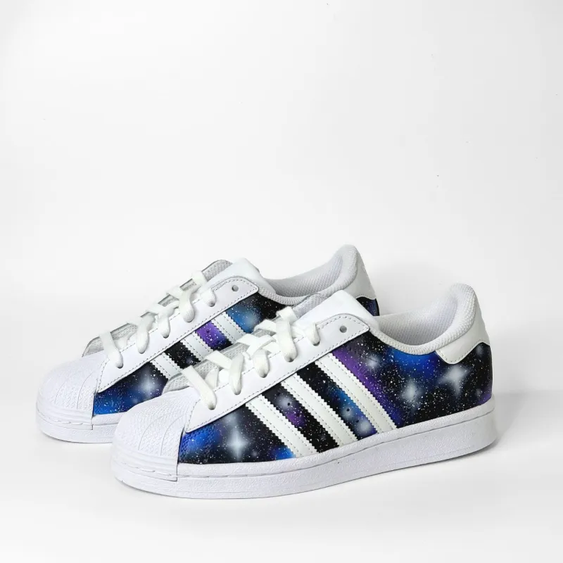 Blue Galaxy Adidas Superstar made by Drippy Custom Many