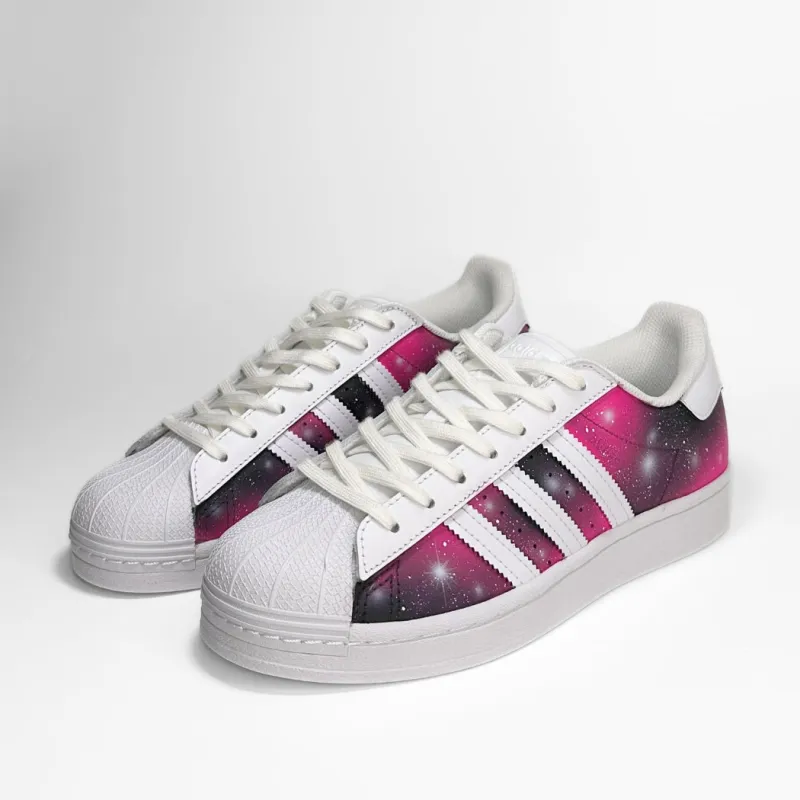 Pink Galaxy Adidas Superstar made by Drippy Custom Many