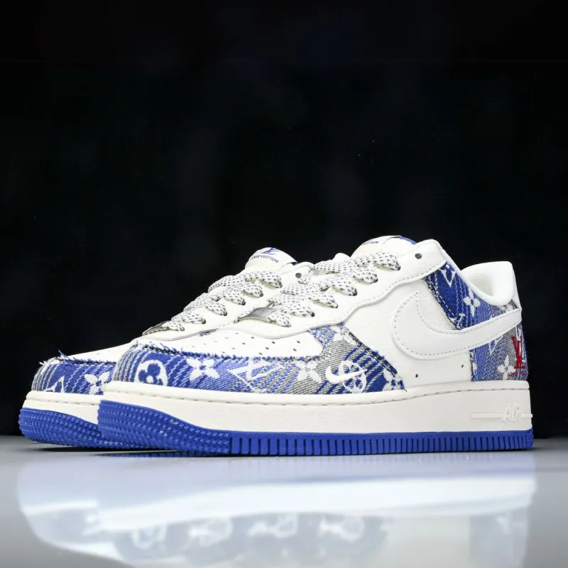 Indigo Stitch LV Air Force 1 sold by Drippy Custom Many