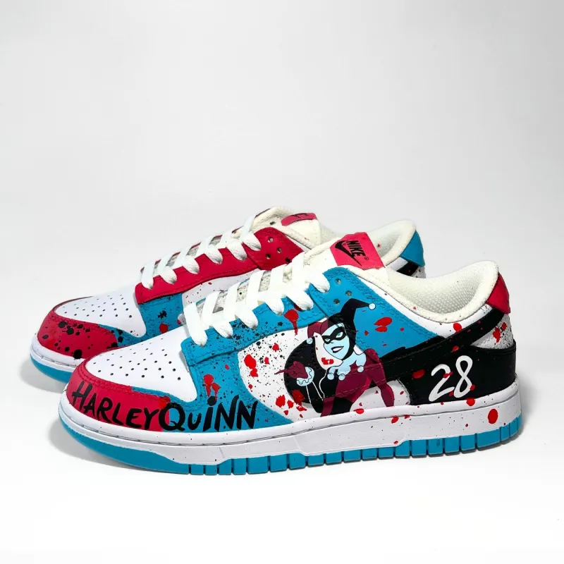 Harley Quinn Dunk Low made by Drippy Custom Many