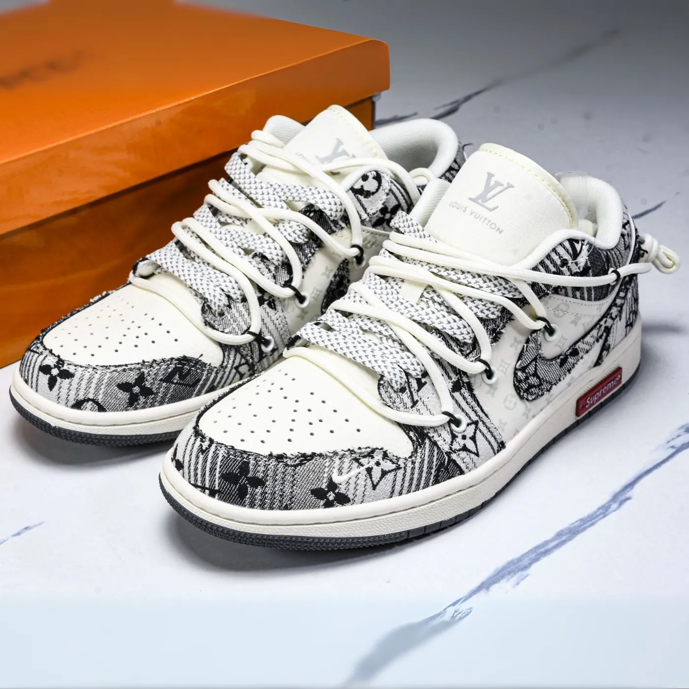 Black Denim LV Air Jordan 1 sold by Drippy Custom Many product image thumbnail 4