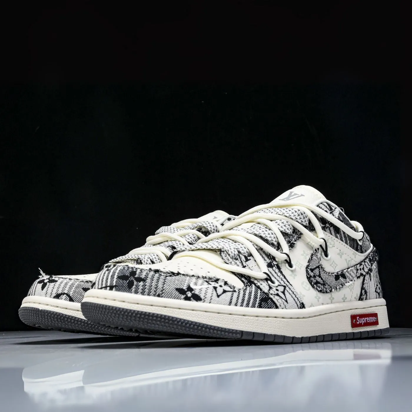 Black Denim LV Air Jordan 1 sold by Drippy Custom Many