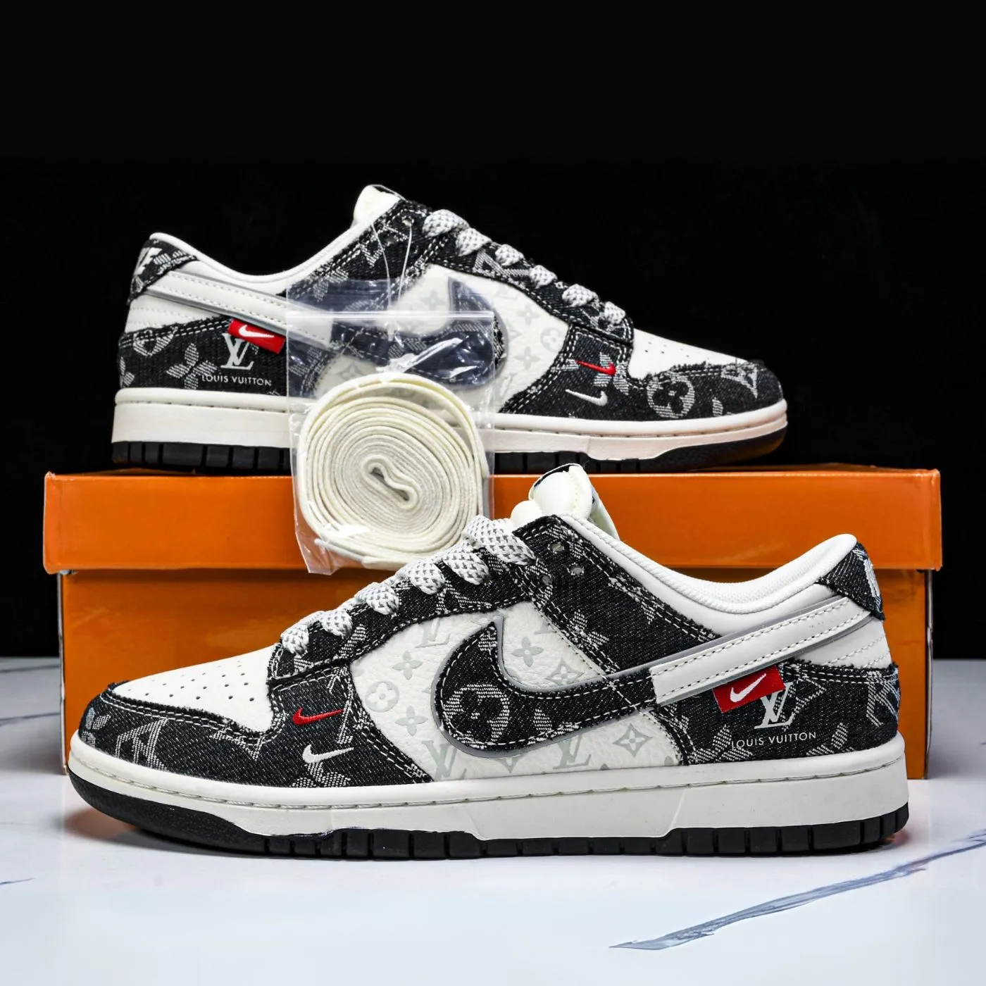 Black Denim LV Dunks Low sold by Drippy Custom Many product image thumbnail 5