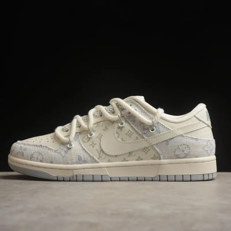 Denim LV Dunks sold by Drippy Custom Many