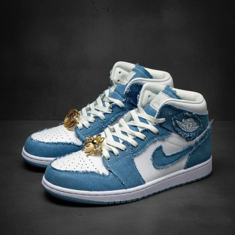 Denim Trophy Jordan 1 sold by Drippy Custom Many