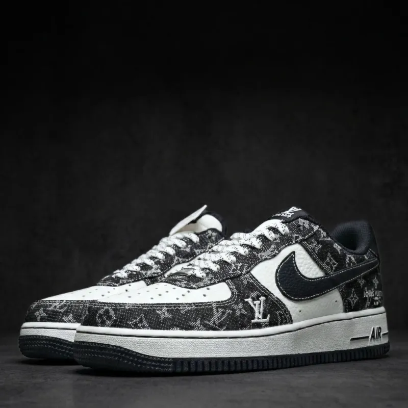 Black Denim LV Air Force 1 sold by Drippy Custom Many