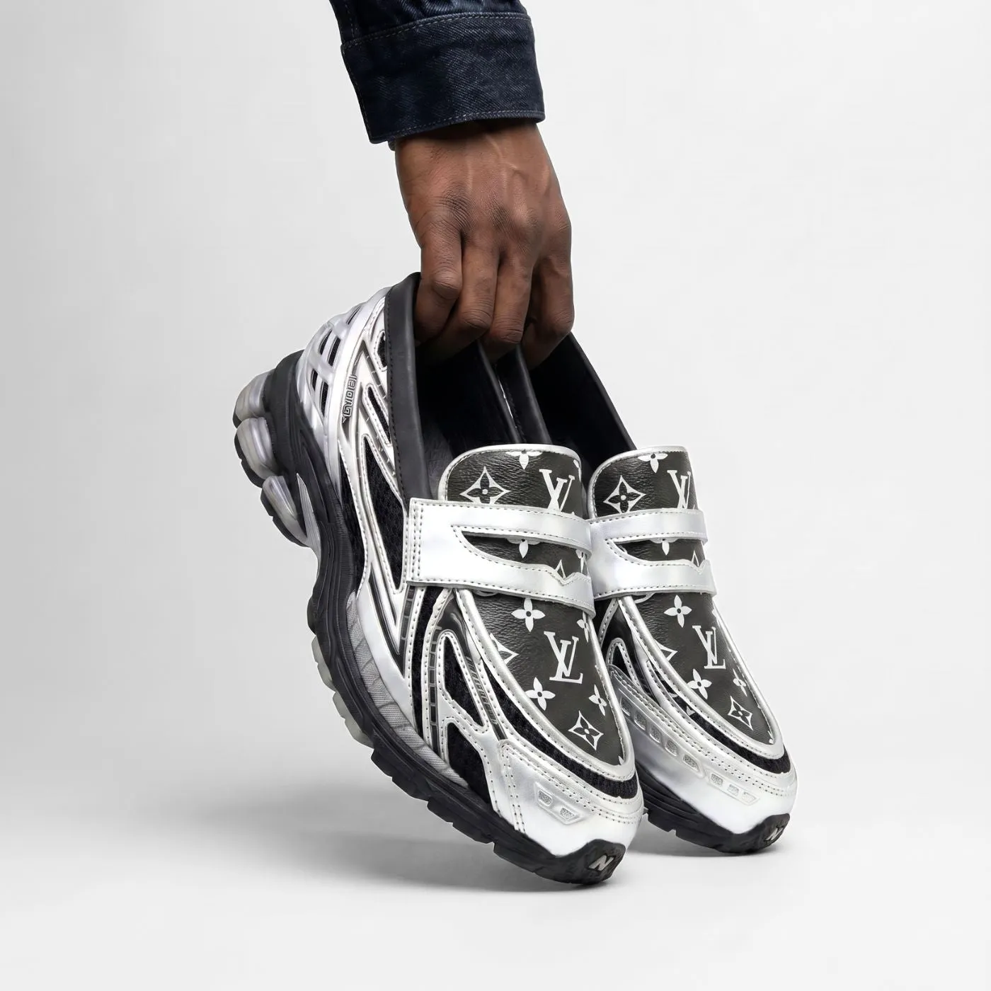 Silver Black LV New Balance 1906L Loafers sold by Drippy Custom Many product image thumbnail 5