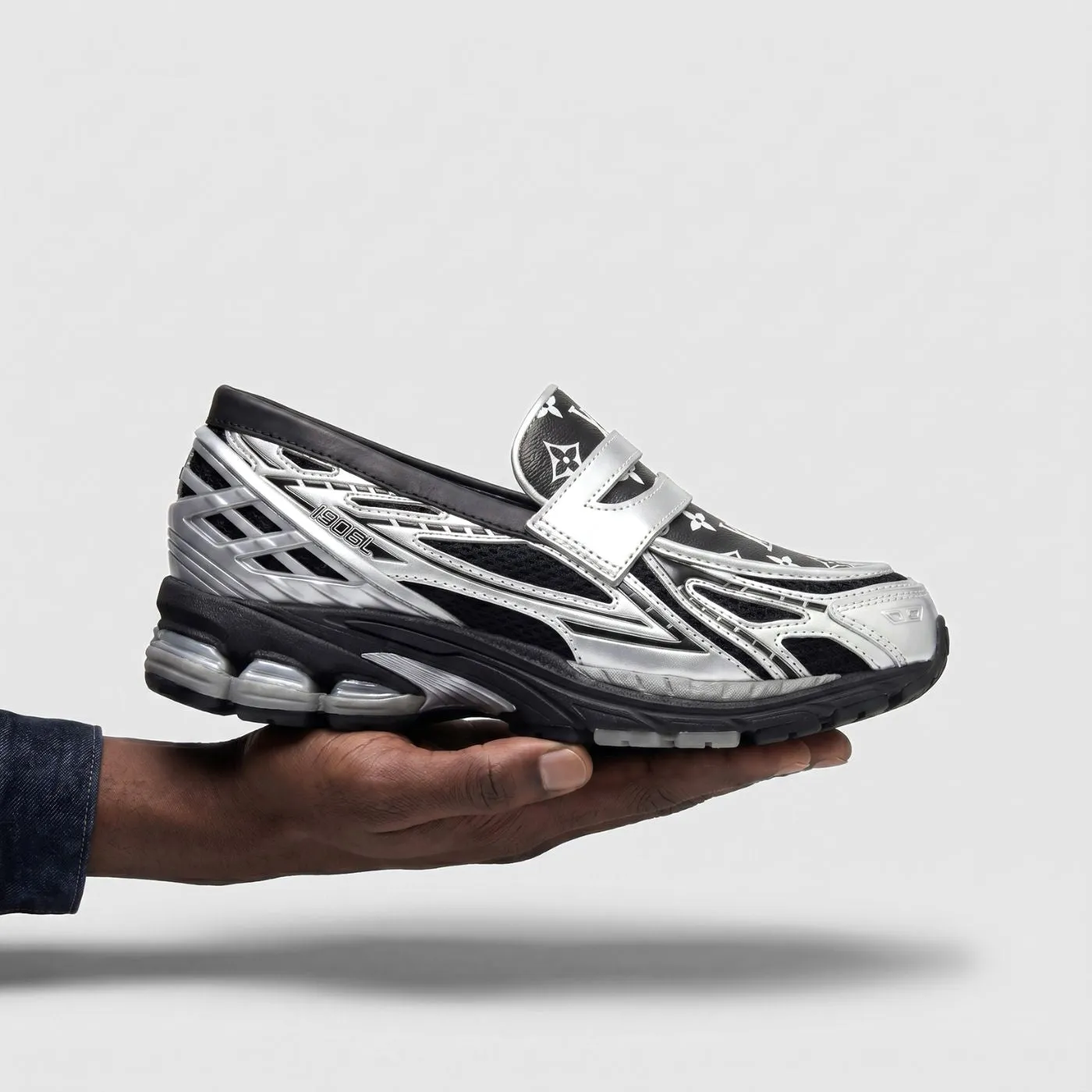 Silver Black LV New Balance 1906L Loafers sold by Drippy Custom Many product image thumbnail 4