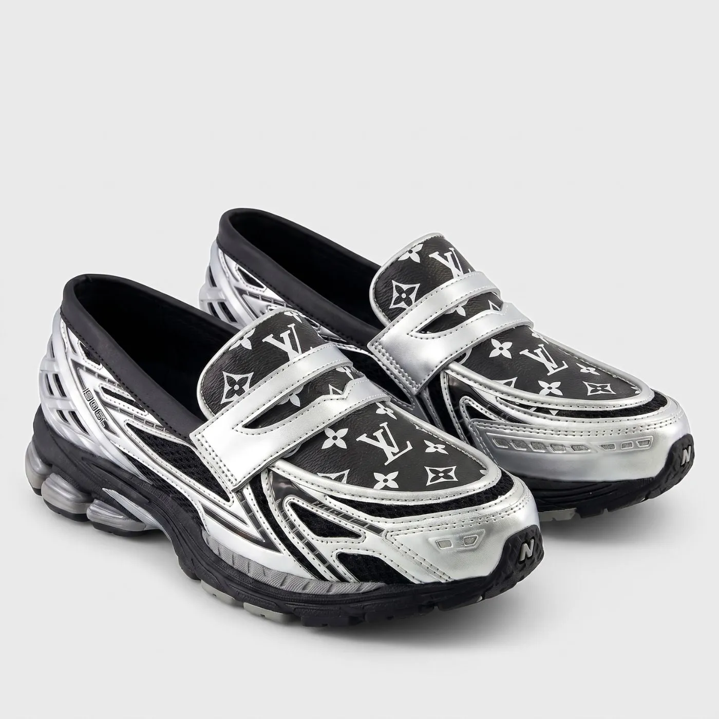 Silver Black LV New Balance 1906L Loafers sold by Drippy Custom Many product image thumbnail 2