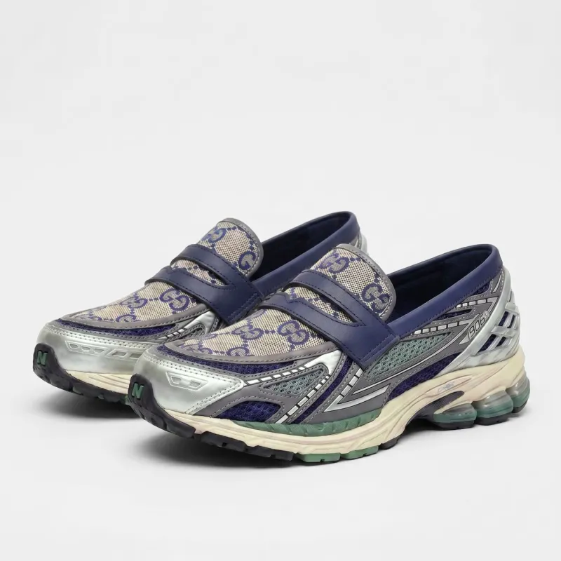 Dark Navy GG New Balance 1906L Loafers made by Drippy Custom Many