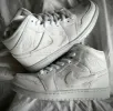 White LV Jordan 1 Mid sold by Drippy Custom Many