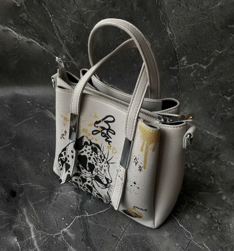 LeopardAzure Hand-Painted Bag sold by Drippy Custom Many