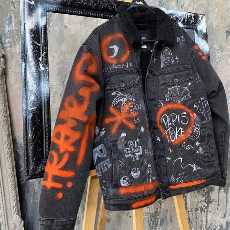 Graffiti Hand-Painted Denim Jacket sold by Drippy Custom Many