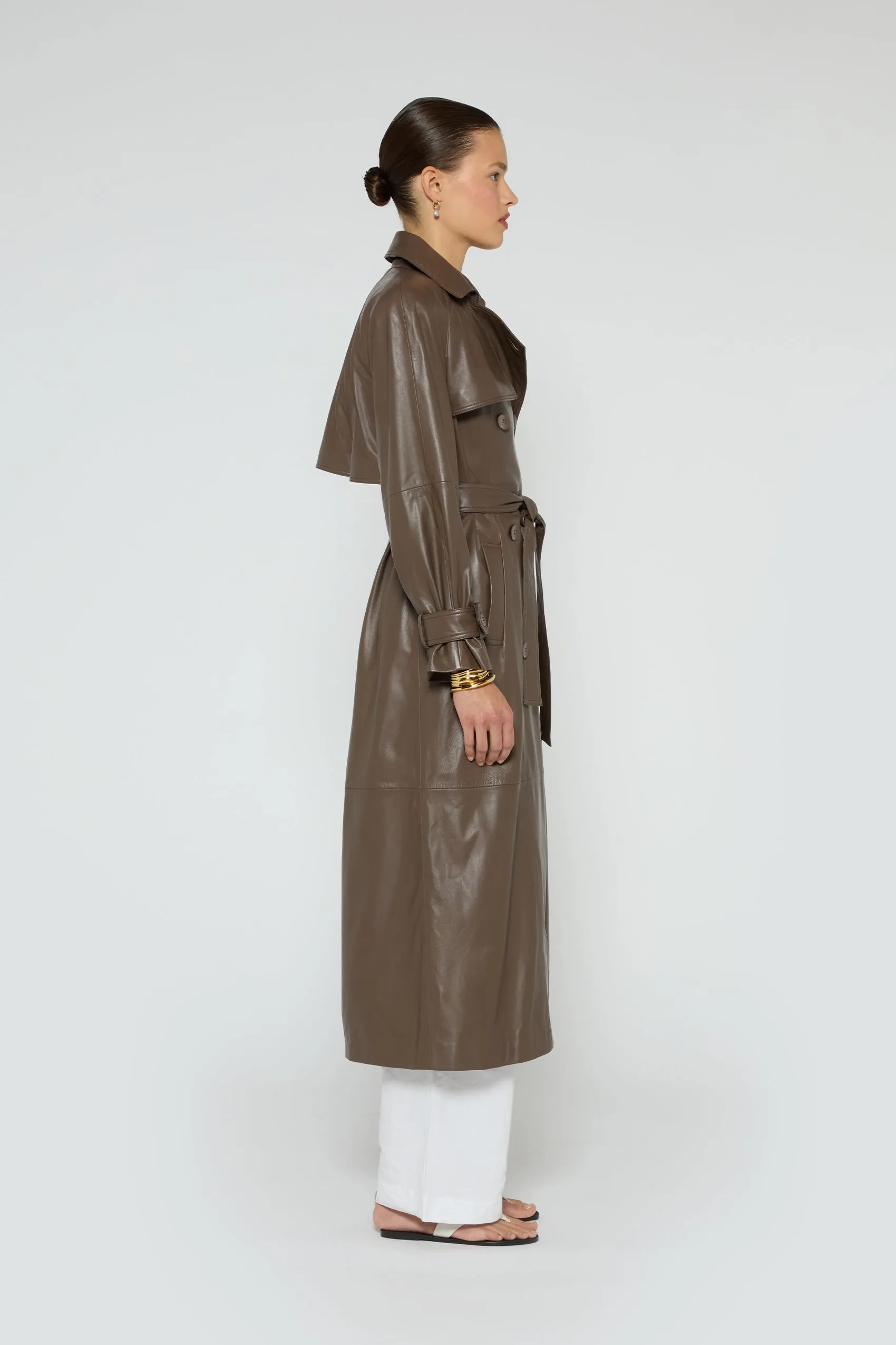 Corrin Leather Trench Coat sold by DUCIE product image thumbnail 2