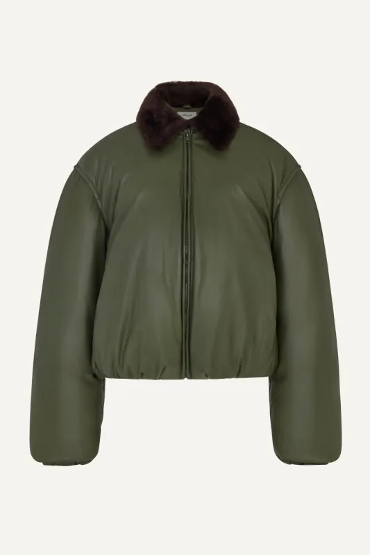 Philly Leather Puffer - Green (W/S) RRP £1050 sold by DUCIE