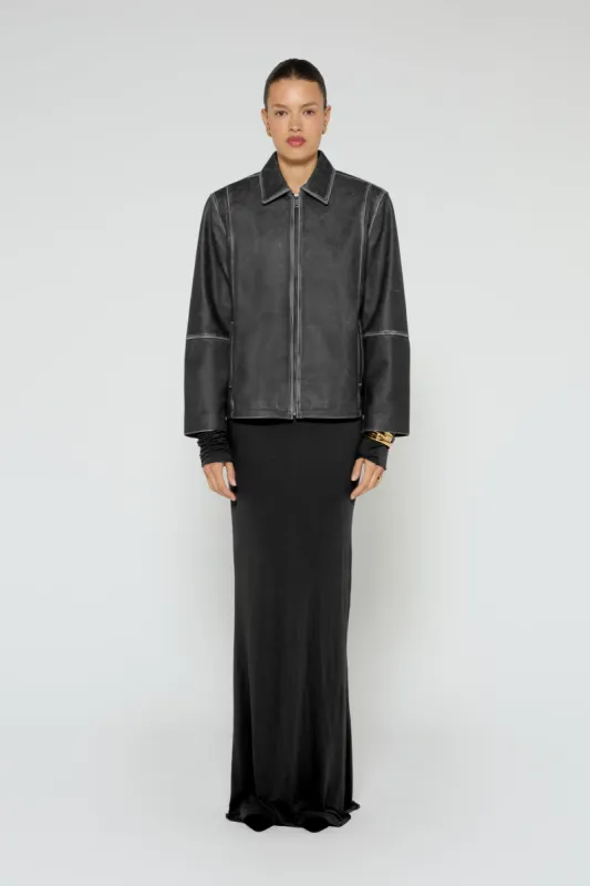 Gia Distressed Leather Jacket sold by DUCIE