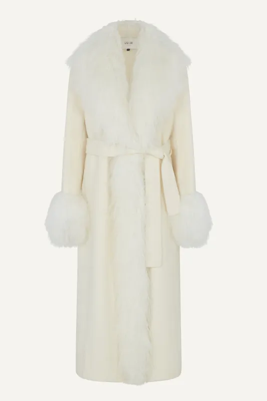 Lola Wool Mongolian Coat- Cream (W/S) RRP £640 sold by DUCIE