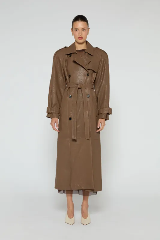 Everly Leather Trench Coat sold by DUCIE