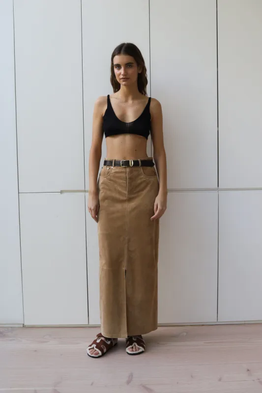 Chicago Suede Maxi Skirt sold by DUCIE