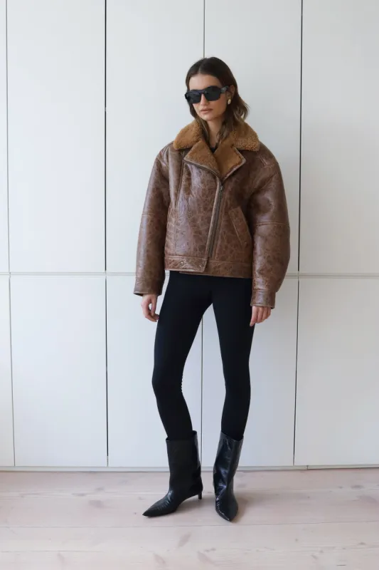 CARO CRACKED SHEARLING COAT sold by DUCIE