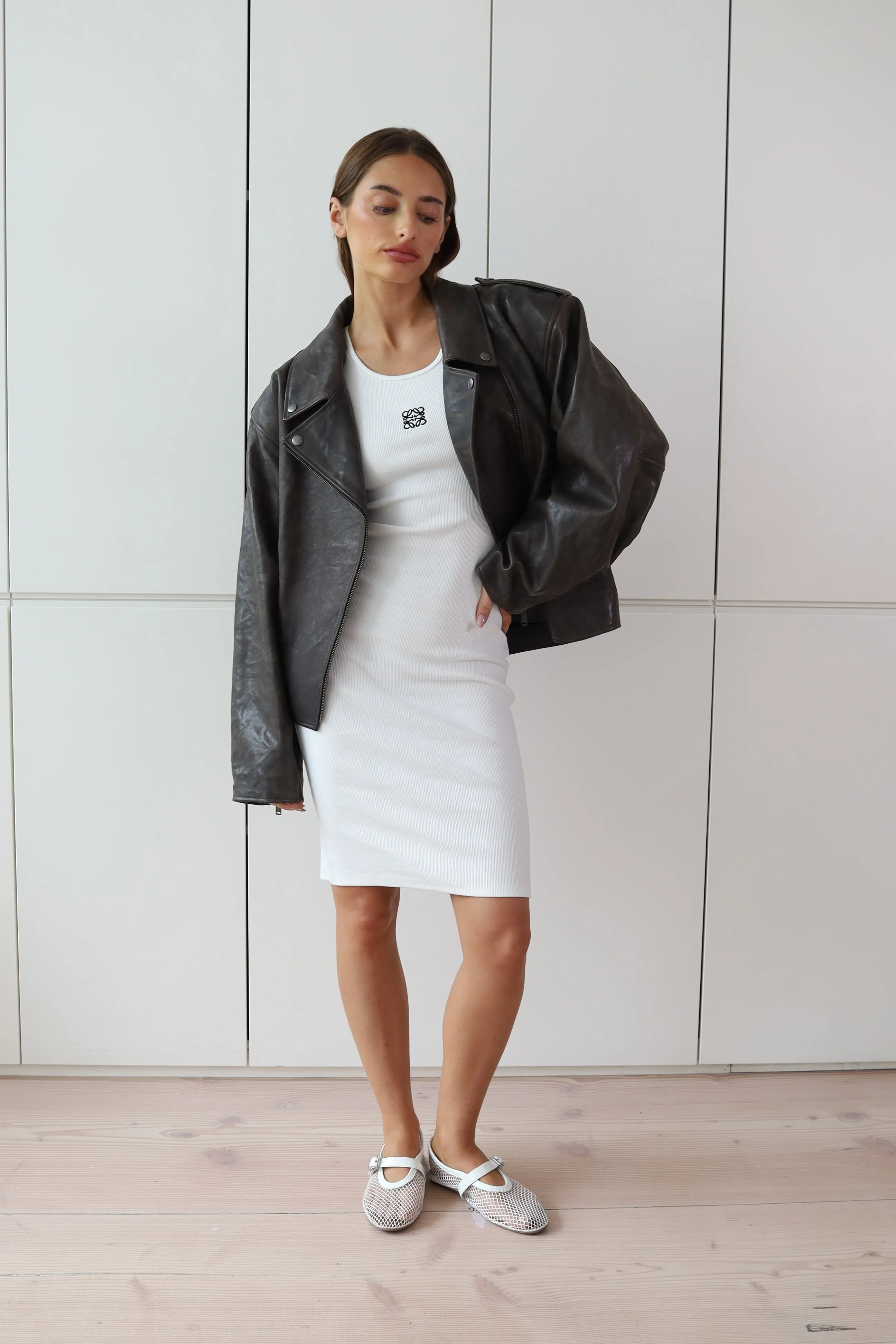 ROMA DISTRESSED LEATHER JACKET sold by DUCIE