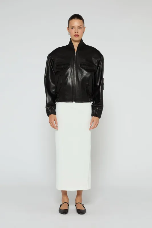 Frankie Leather Bomber sold by DUCIE