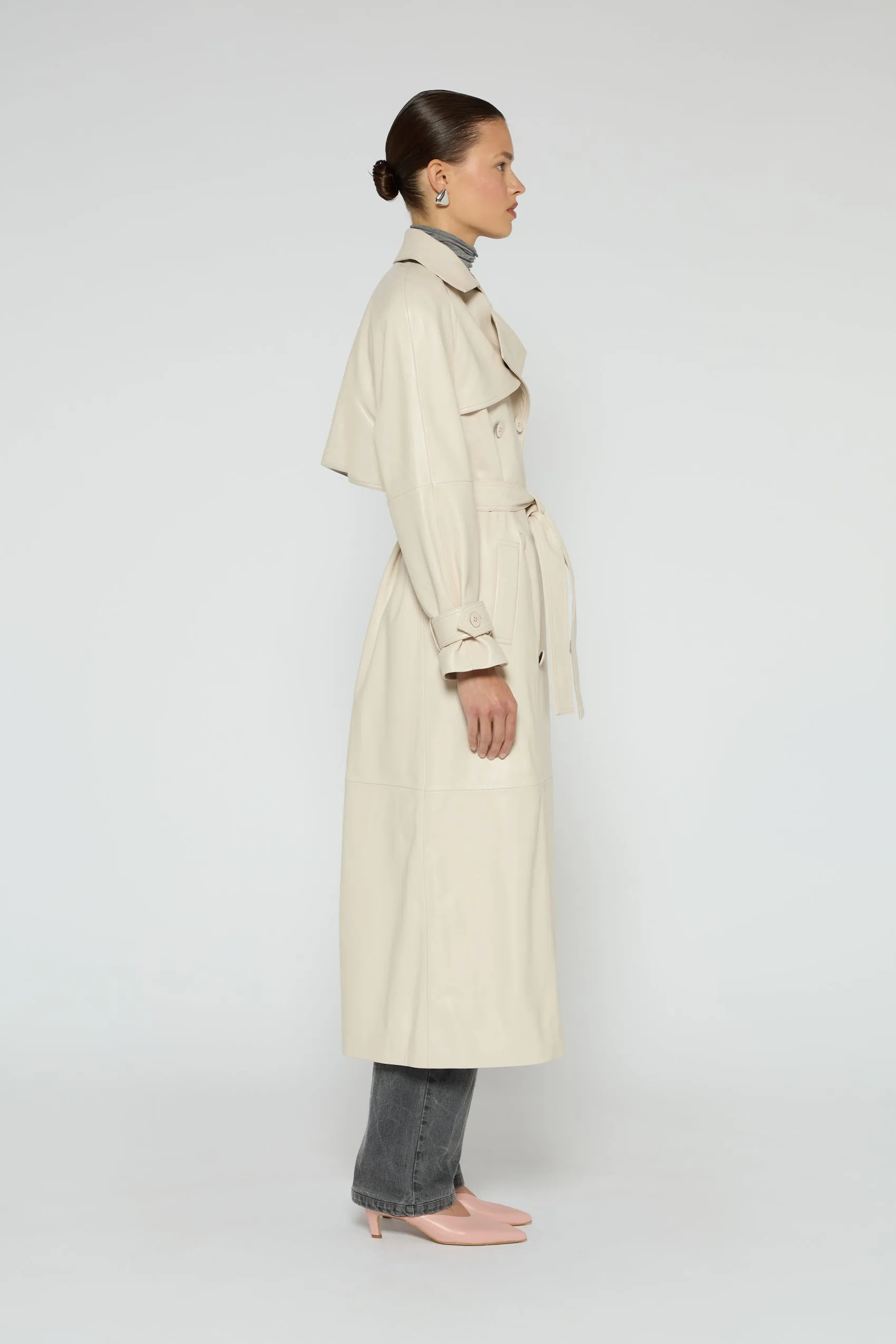 Corrin Leather Trench Coat sold by DUCIE product image thumbnail 4