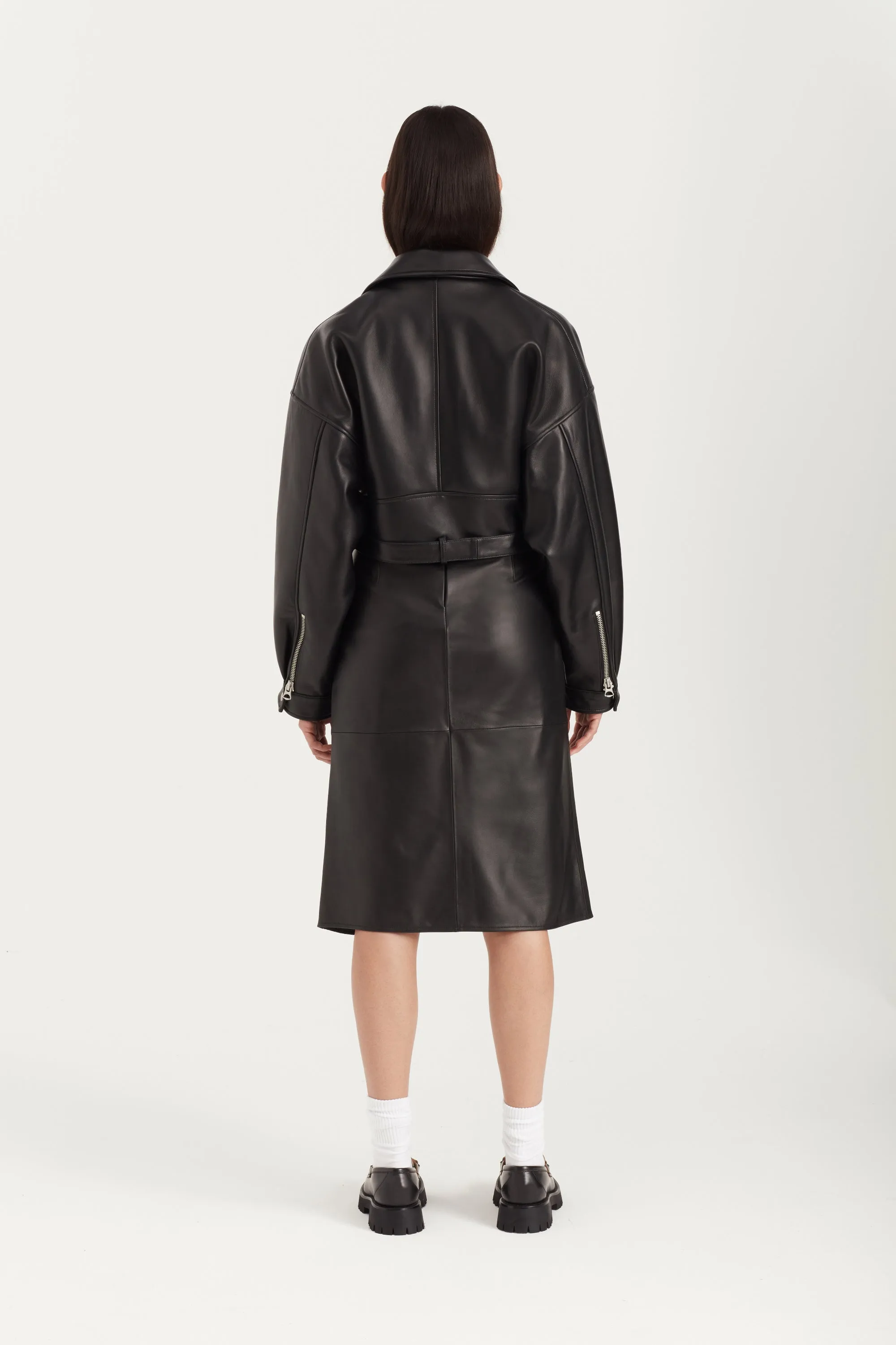 Tanya Cropped Leather Biker Jacket - Black (W/S) RRP £485 sold by DUCIE product image thumbnail 4