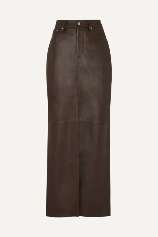 Chicago Leather Maxi Skirt - Chocolate (W/S) RRP £365 sold by DUCIE