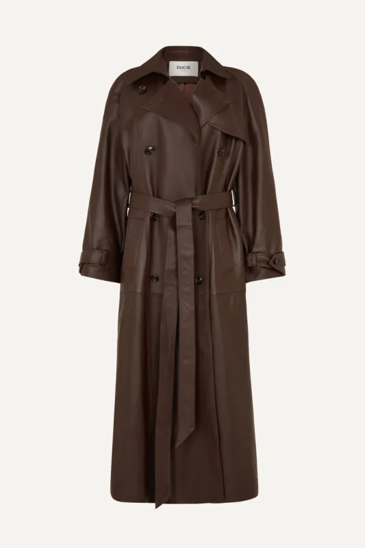 Corrin Leather Trench Coat - Chocolate (W/S) RRP £891 sold by DUCIE