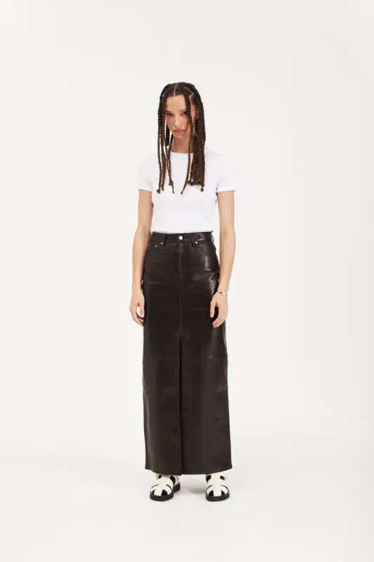 Chicago Leather Maxi Skirt - Black (W/S) RRP £365 sold by DUCIE