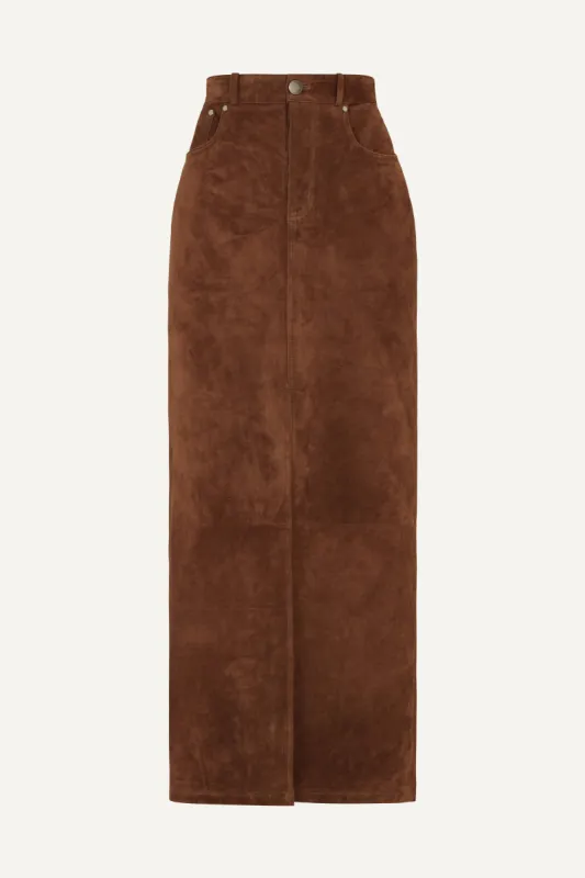 Chicago Suede Maxi Skirt - Coco (W/S) RRP £475 sold by DUCIE