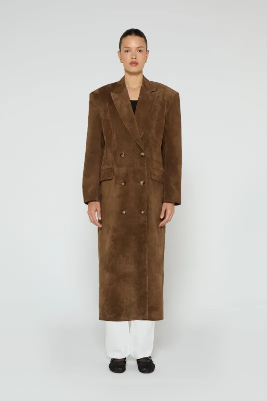 Aggie Suede Leather Coat made by DUCIE