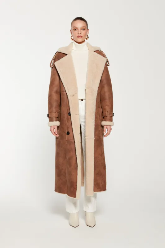 Evander Shearling Maxi Coat sold by DUCIE