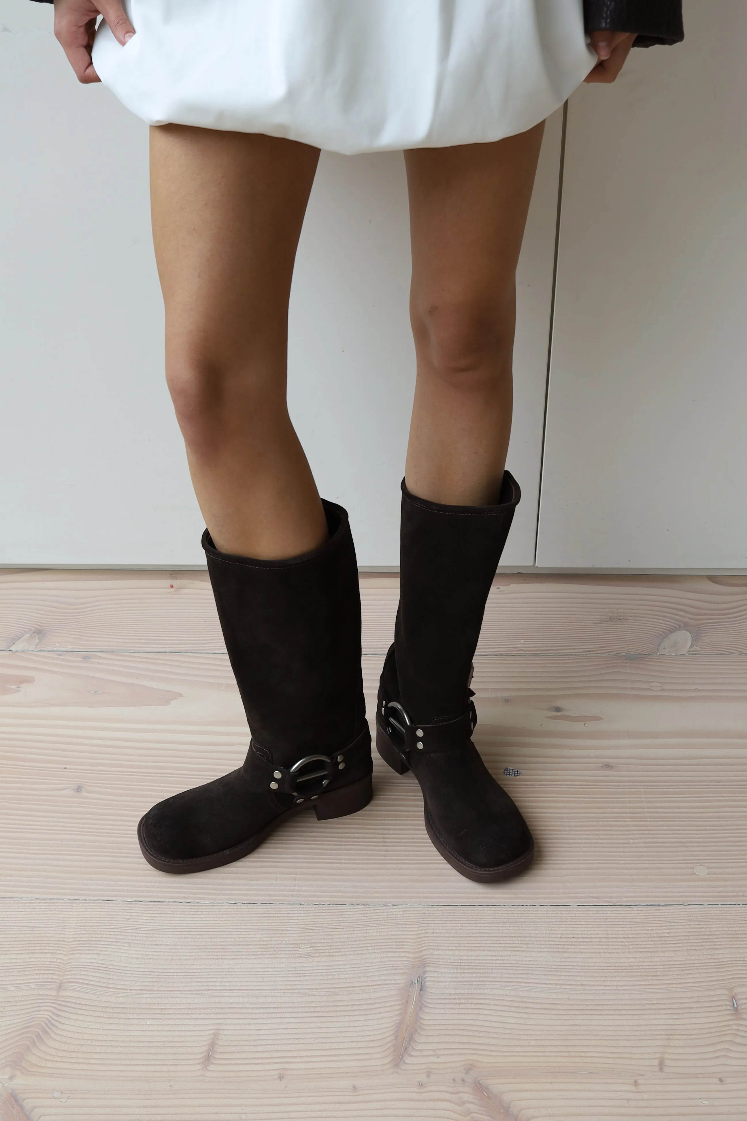 ELLE SUEDE SINGLE BUCKLE BOOTS sold by DUCIE