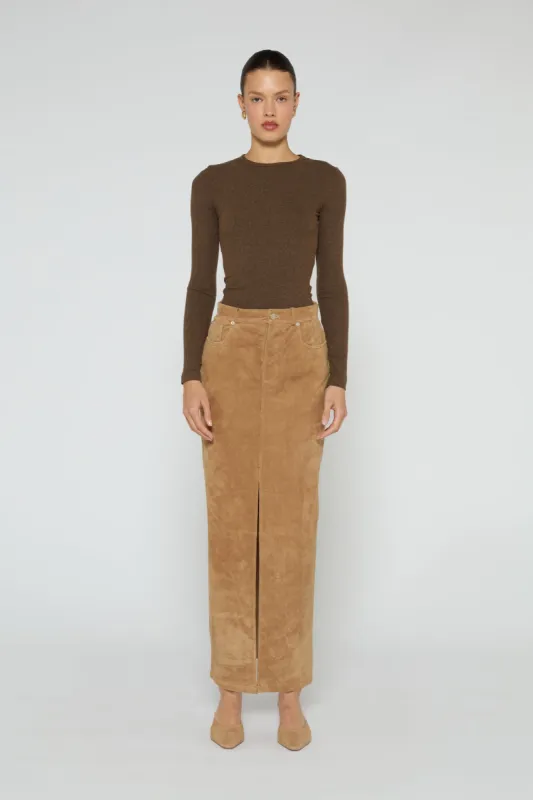 Chicago Suede Maxi Skirt sold by DUCIE